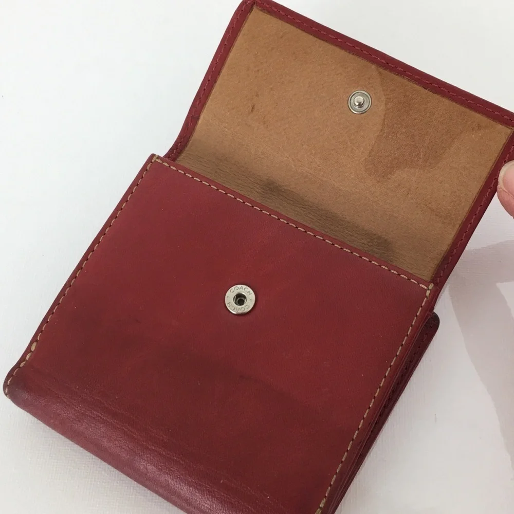 Y2K Vintage Rare Coach Zoe Legacy Buckle Bifold Wallet Red Leather Mini 4”